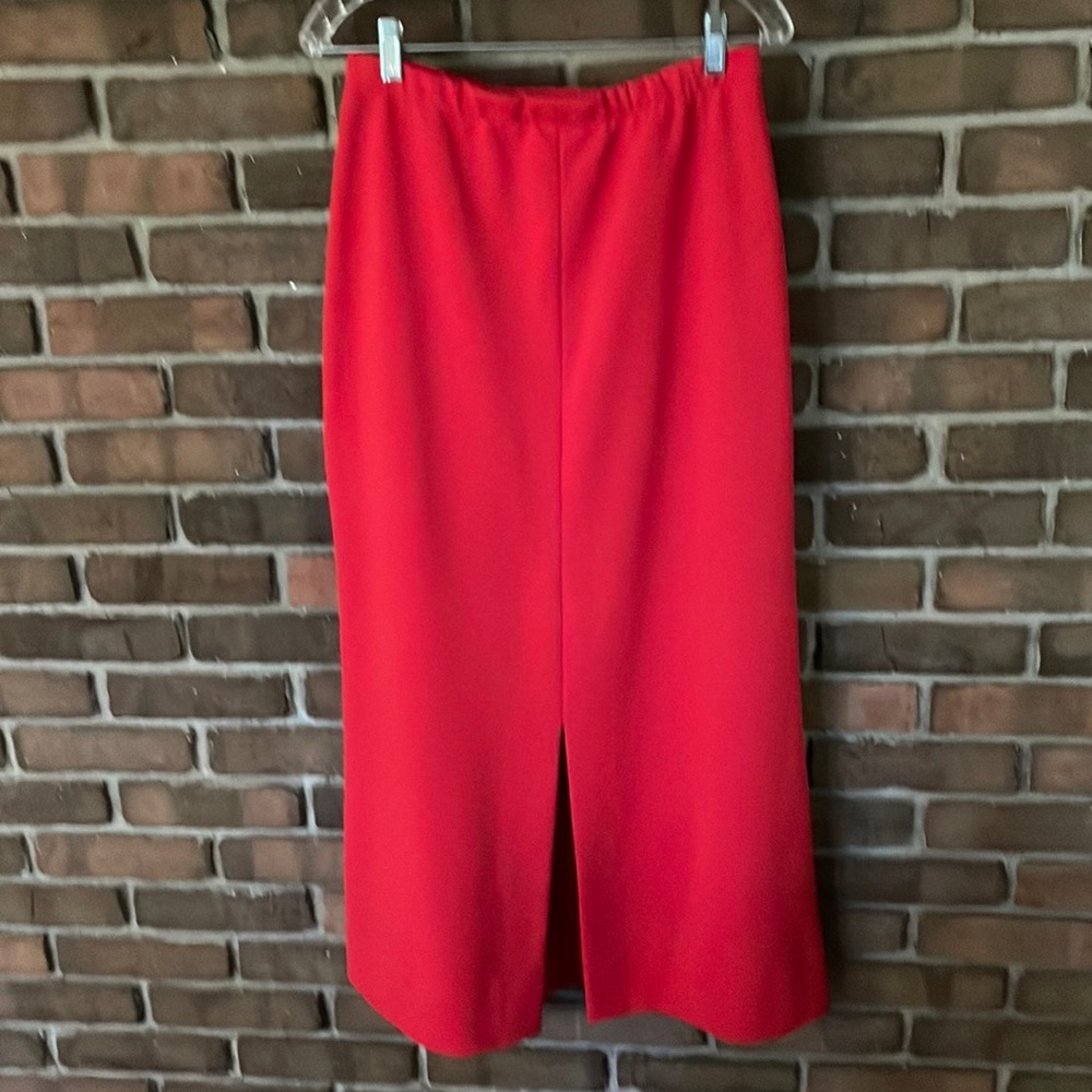 Long red skirt
